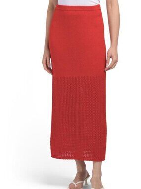 Theory Open Stitch Skirt -Poppy